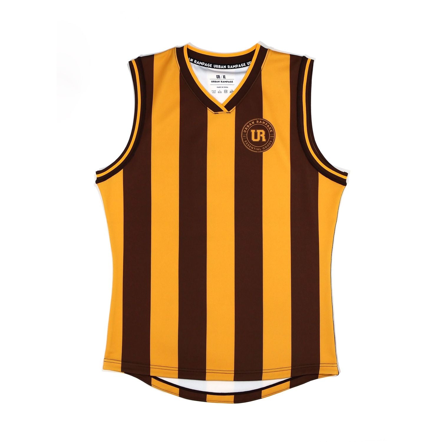 AFL 1 23 jersey in brown and yellow striped design