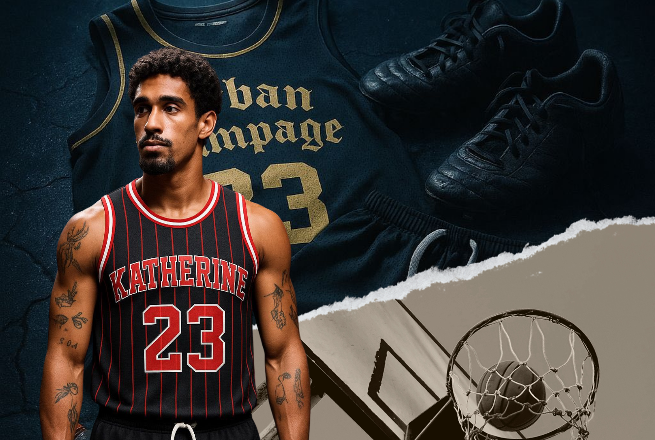 Men's Basketball Jersey in Black & Red with number 23