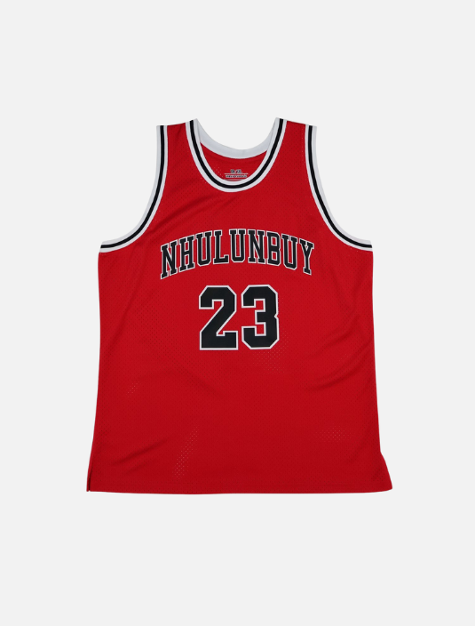 Menβs black and red basketball jersey with Nhulunbuy and number 23