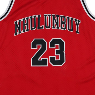 Menβs red and black basketball jersey featuring Nhulunbuy and number 23
