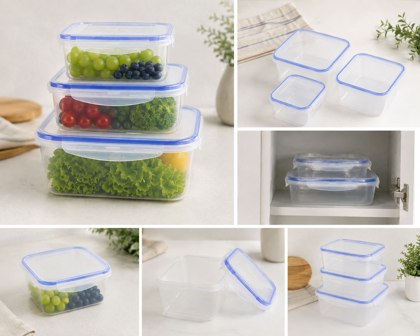 3-Piece Square Plastic Food Storage Container Set – 2179020