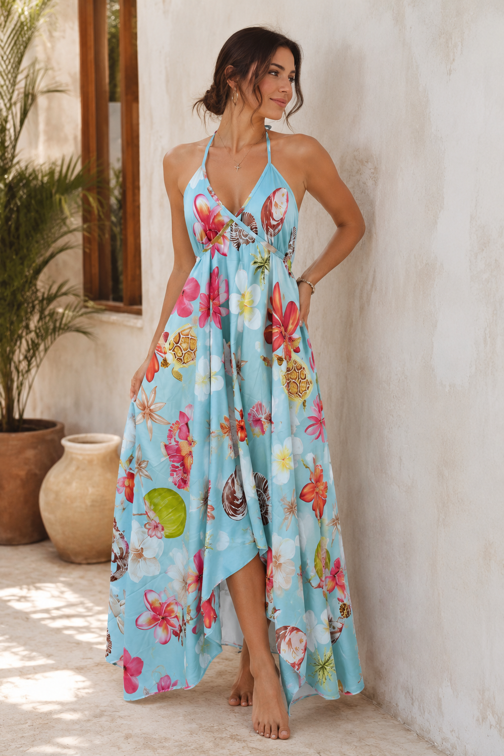 Seaside Paradise Halter Maxi Dress