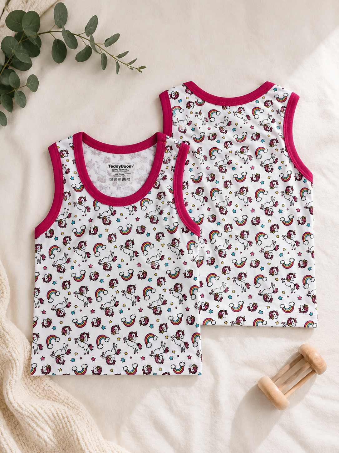 Teddy Boom Girls Cotton Singlet | Pig Print | 12–24 Months