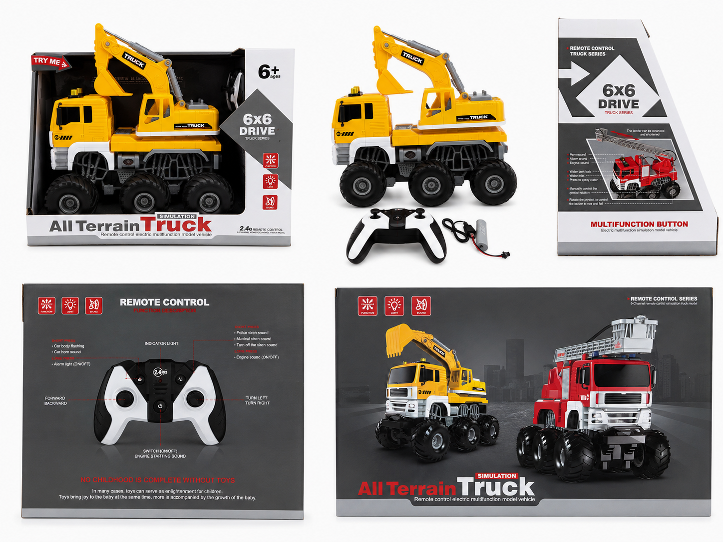Remote Control 6x6 Engineering Excavator Truck | 2.4GHz RC Construction Vehicle (6+)