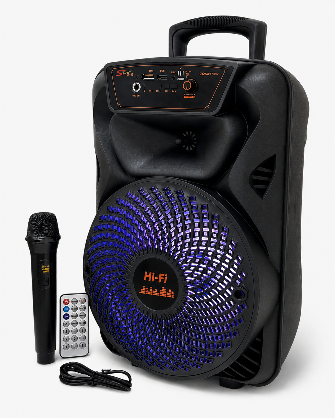 Sing-e ZQS8173W 8" Portable Hi-Fi Speaker with Microphone & Remote