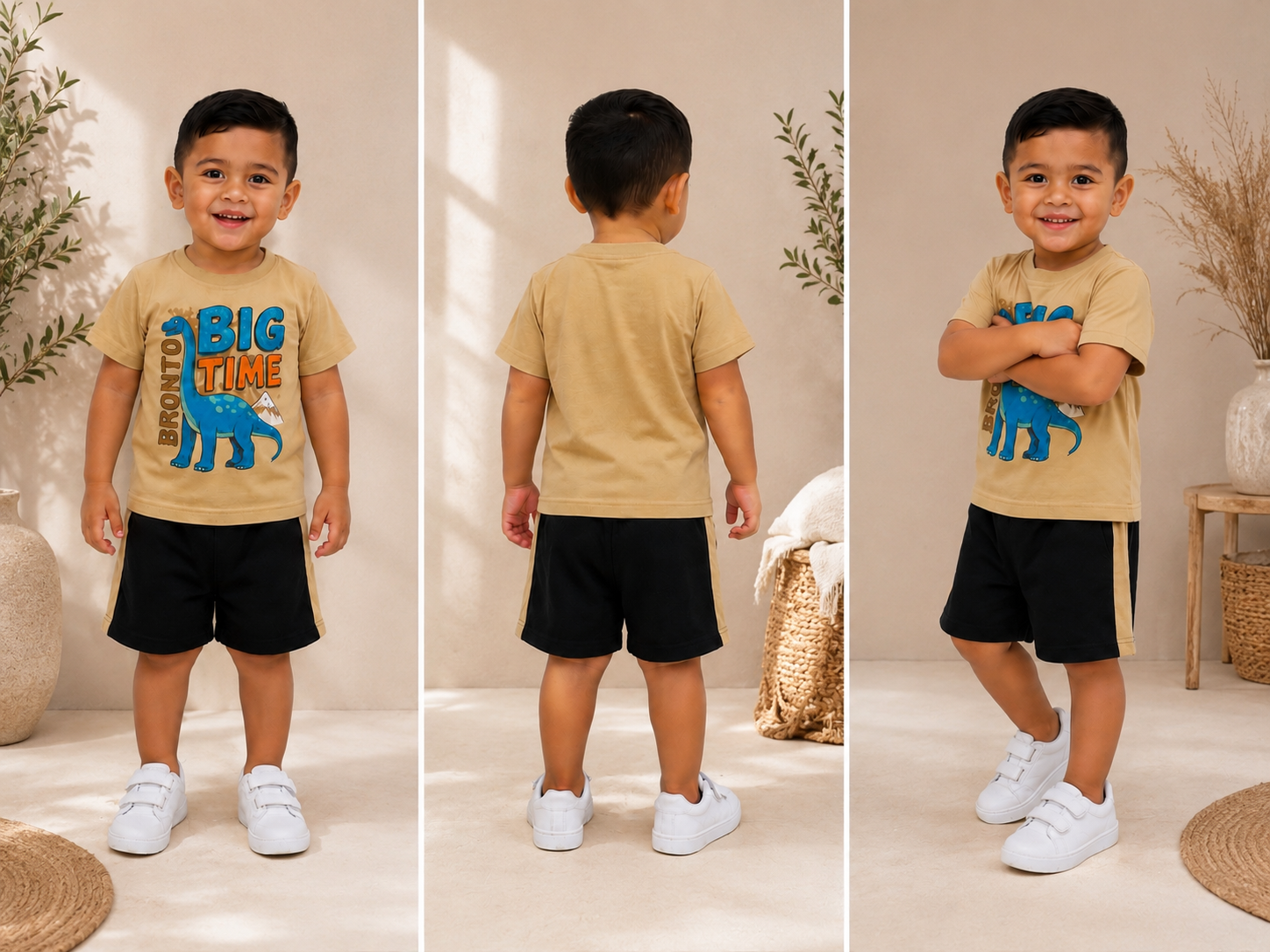 Boys Dinosaur "Big Time" T-Shirt & Shorts Set