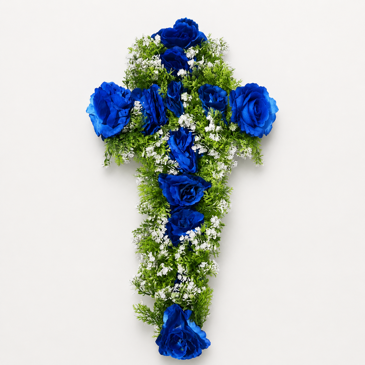 Large Blue Artificial Floral Cross