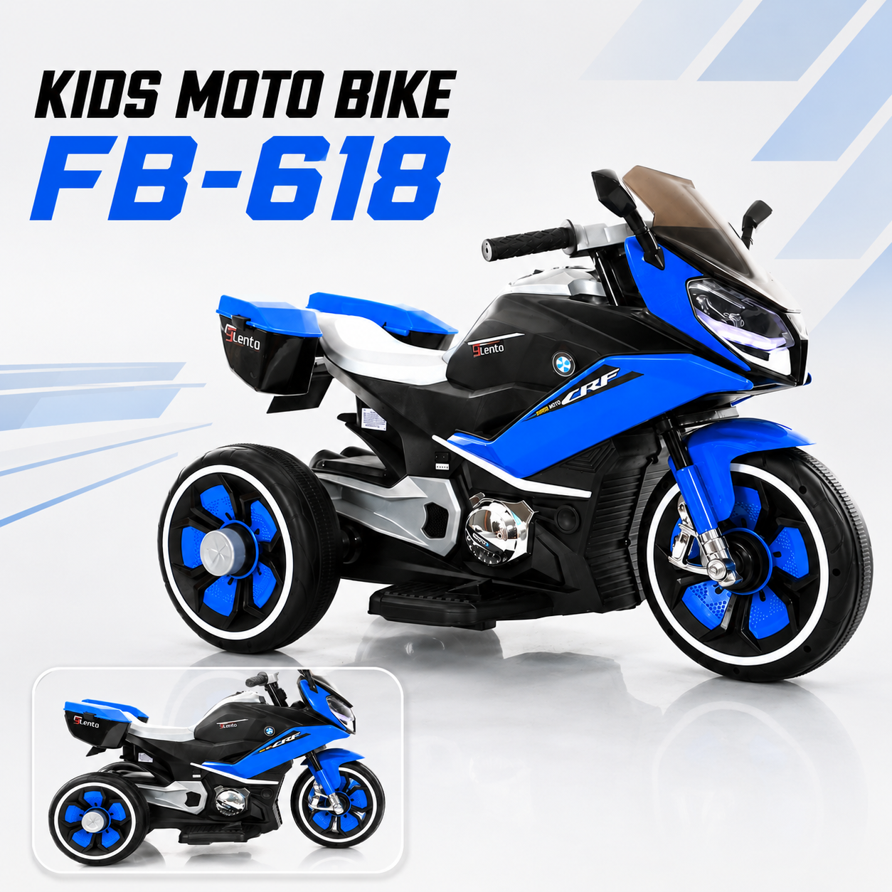 Kids Electric Ride-On Three-Wheel Motorcycle FB-618 – Blue
