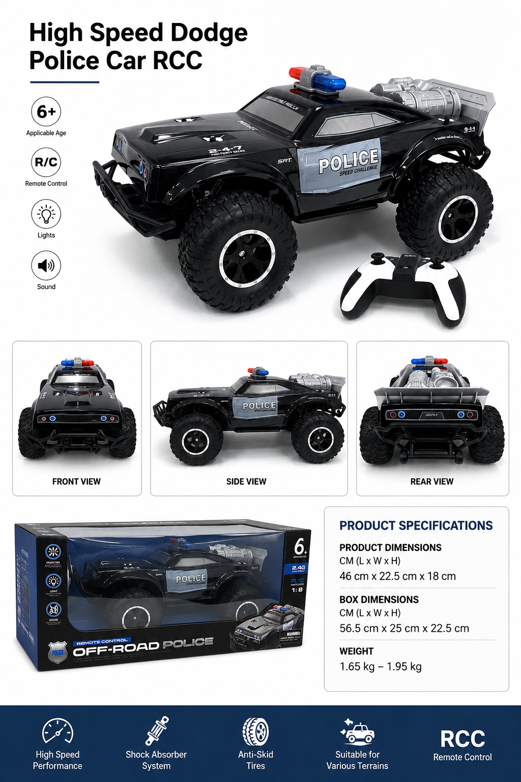 High Speed Dodge Police Car RCC