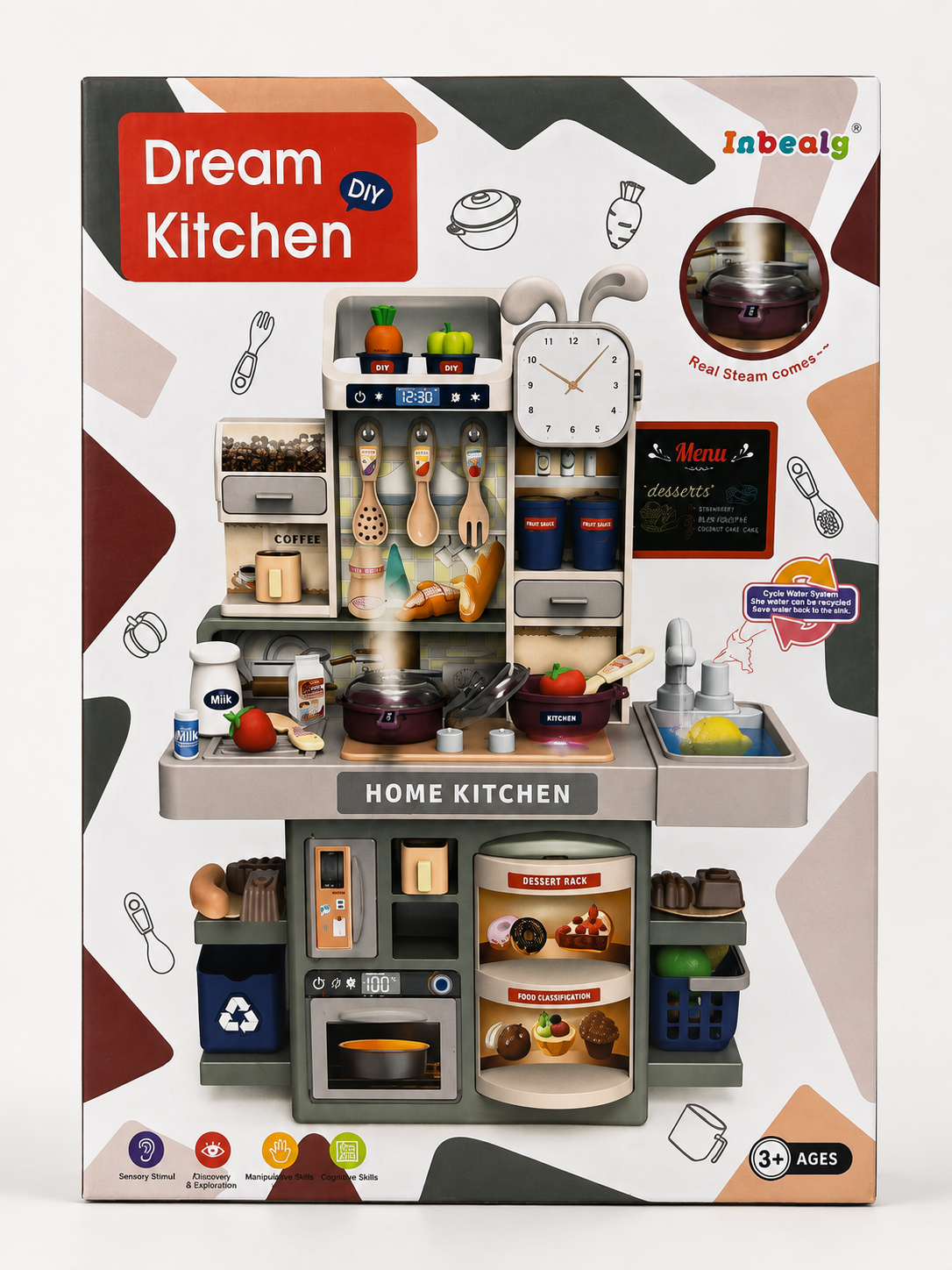 Kids’ Dream Kitchen Playset with Lights, Steam & Accessories