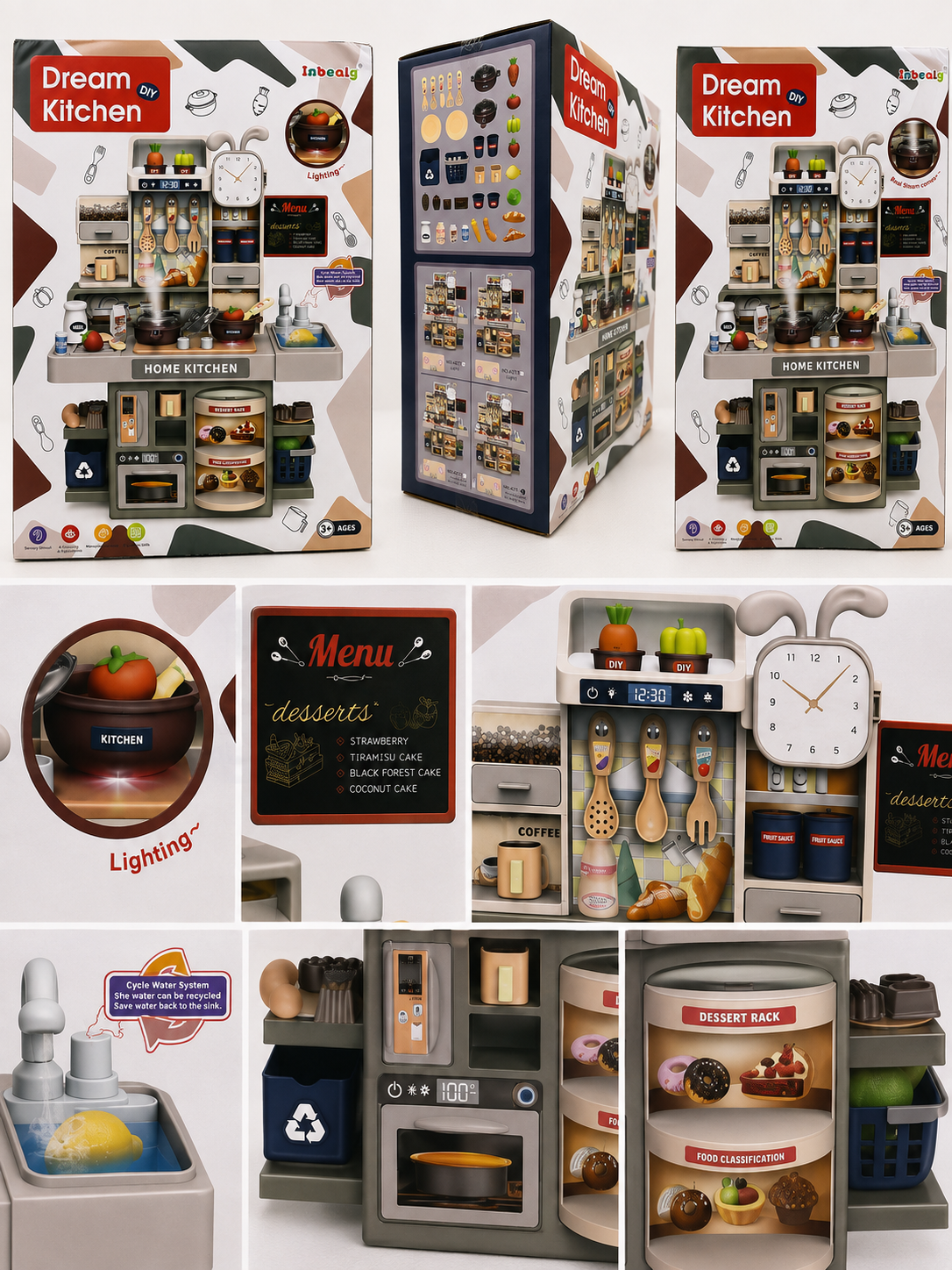 Kids’ Dream Kitchen Playset with Lights, Steam & Accessories