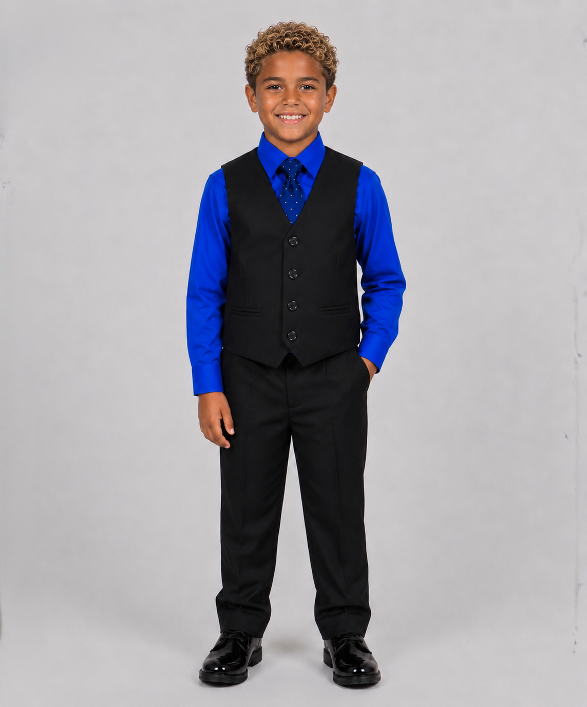 Boys’ 4-Piece Formal Suit Set – Blue, Age 10