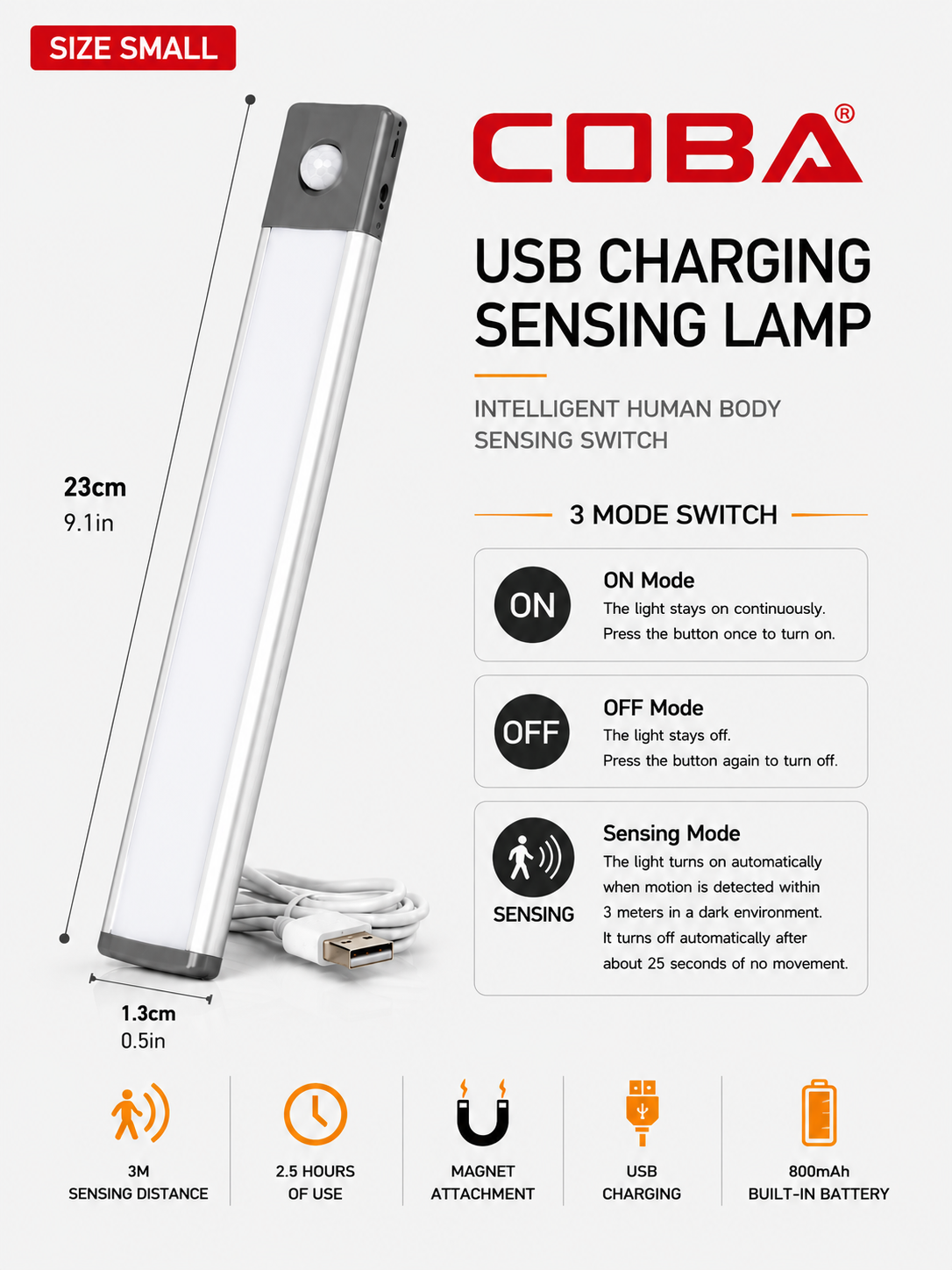 COBA USB Rechargeable Motion Sensor Light – CB-C091