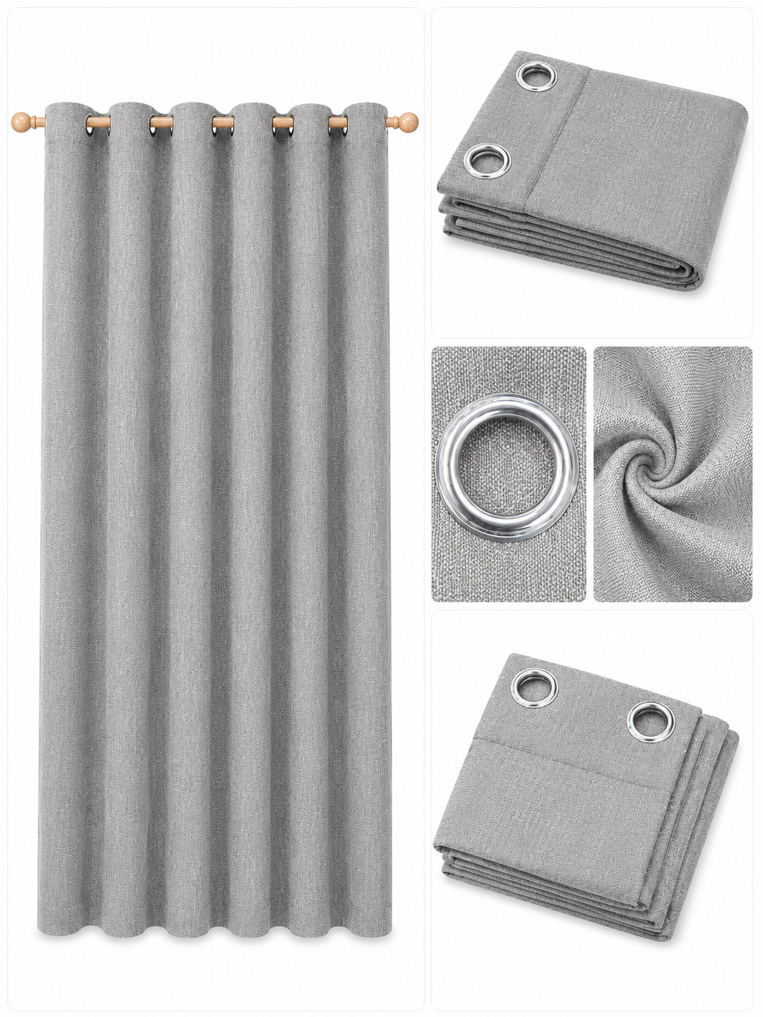 Grey Polyester Eyelet Window Curtain – 140 x 210 cm