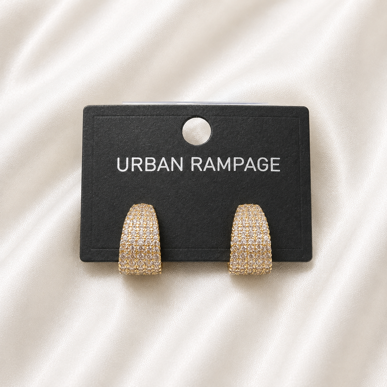Gold Crystal Huggie Hoop Earrings