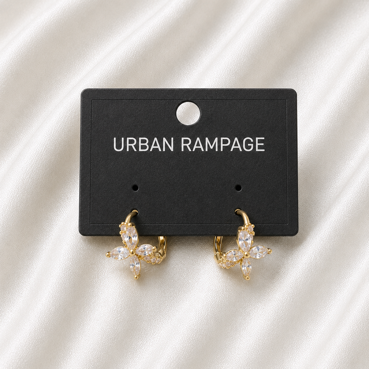 Crystal Butterfly Gold-Tone Hoop Earrings