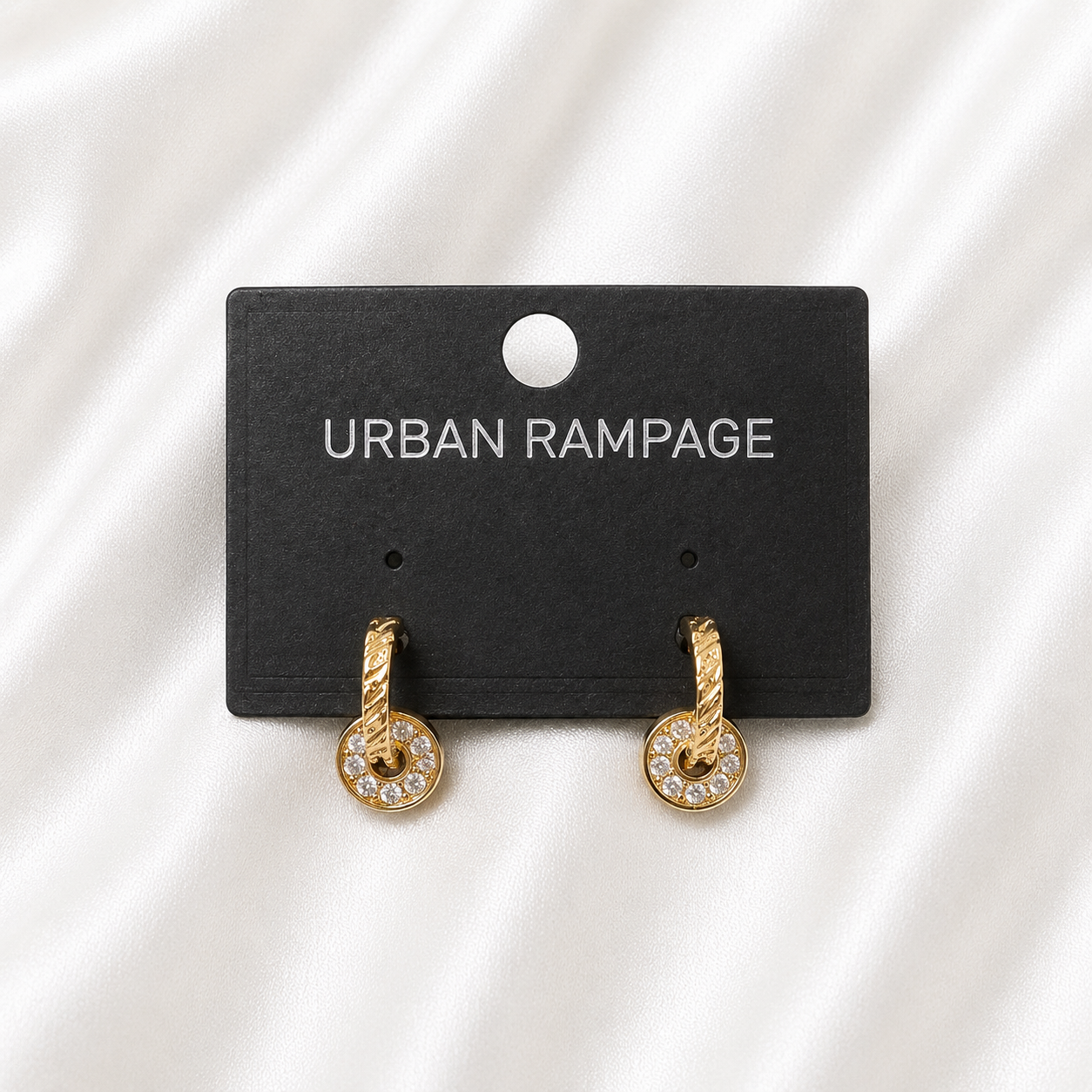 Crystal Circle Drop Gold-Tone Earrings