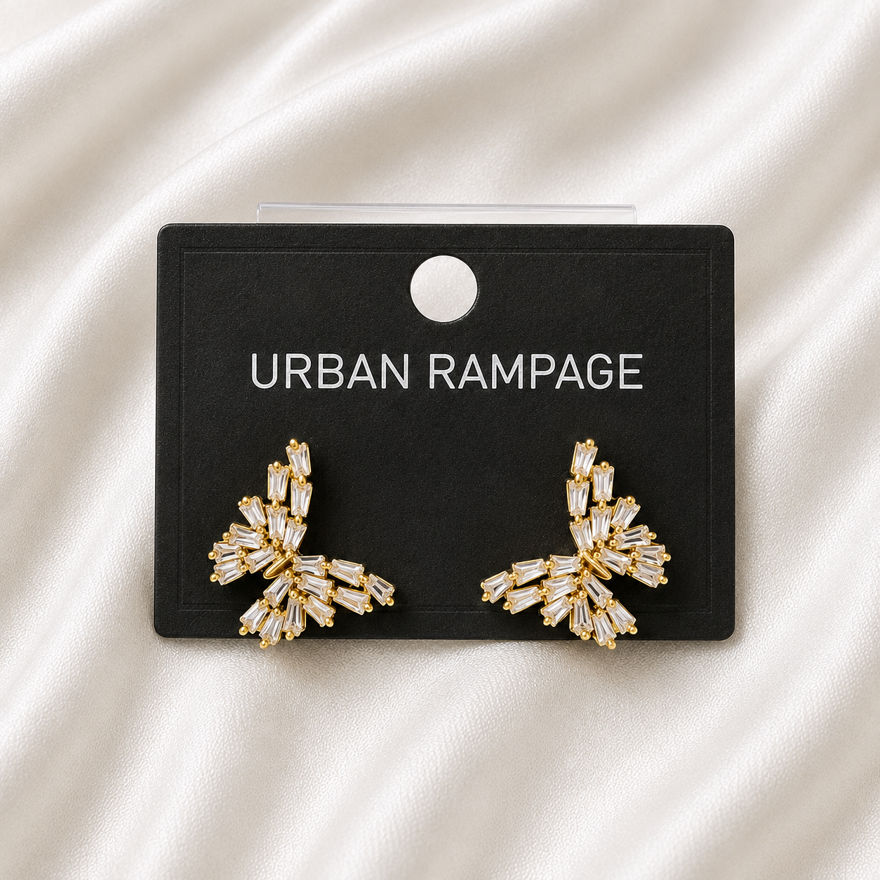 Crystal Leaf Gold-Tone Statement Earrings