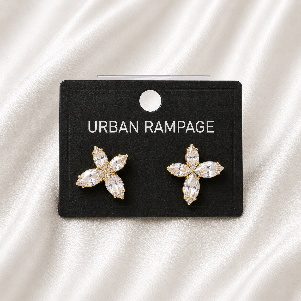 Crystal Floral Gold-Tone Stud Earrings