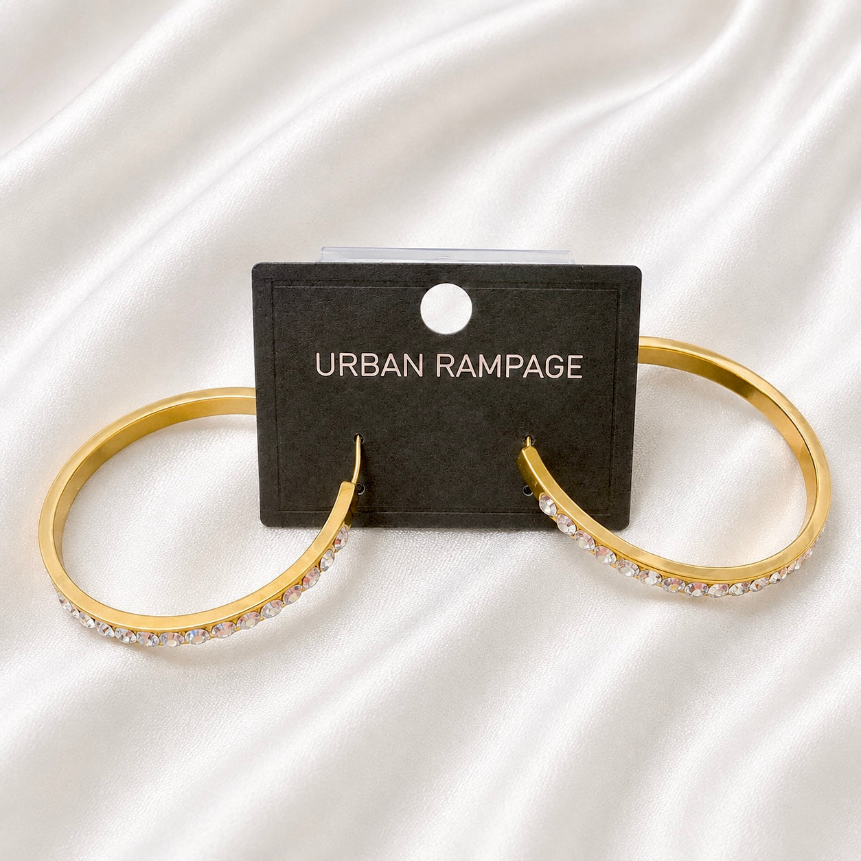 Crystal Edge Gold-Tone Hoop Earrings
