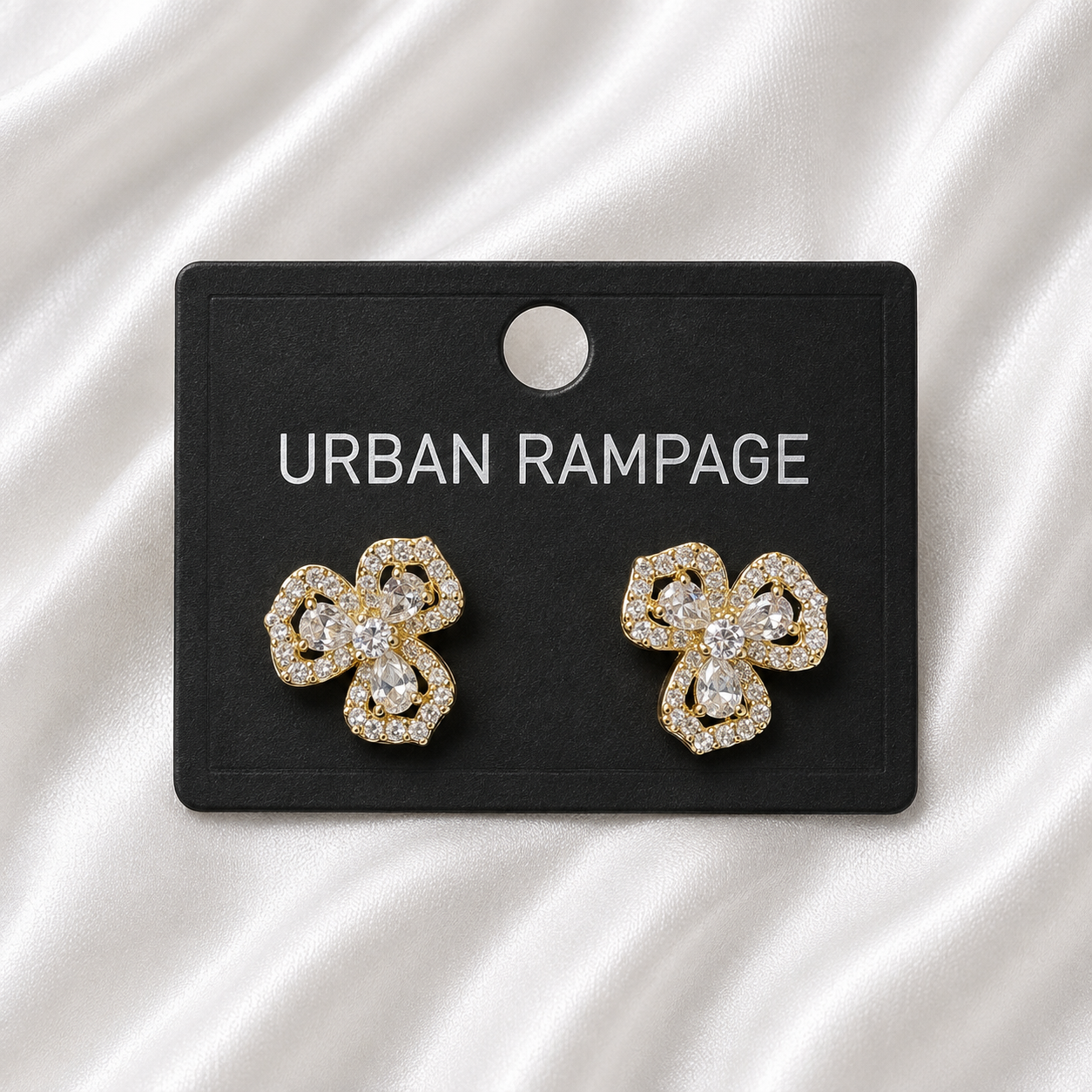 Sparkling Floral Gold-Tone Fashion Earrings
