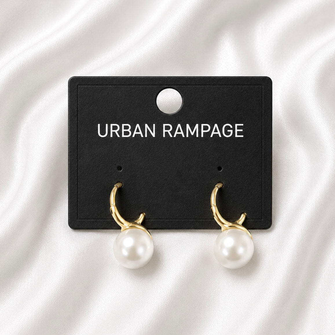 Gold-Tone Pearl Hoop Earrings