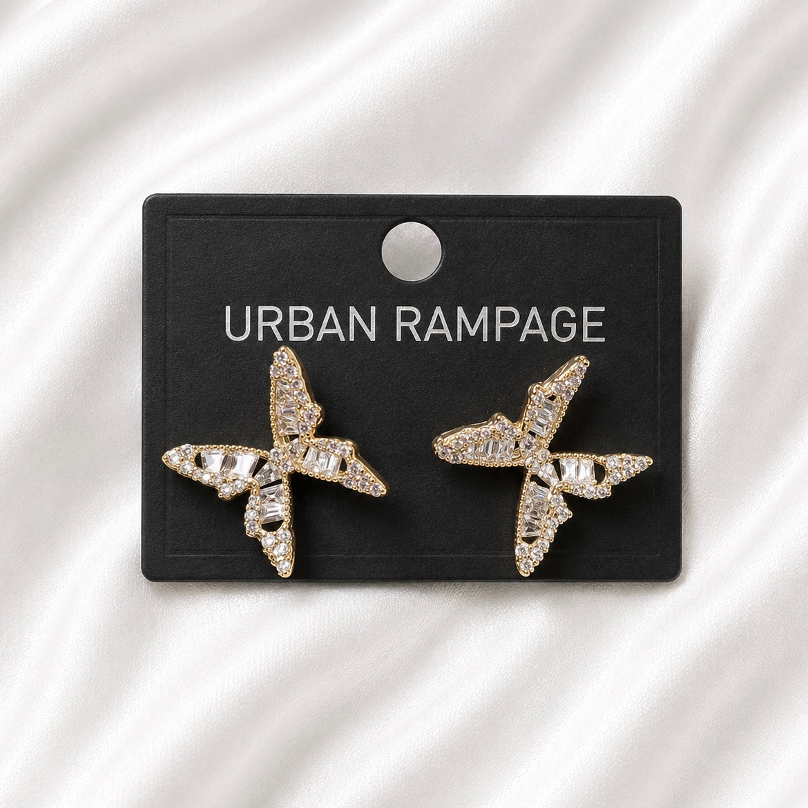 Gold-Tone Crystal Pinwheel Stud Earrings