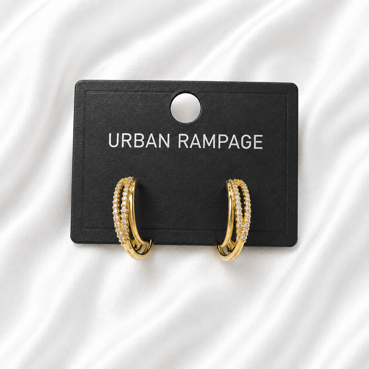 Double Row Crystal Hoop Earrings