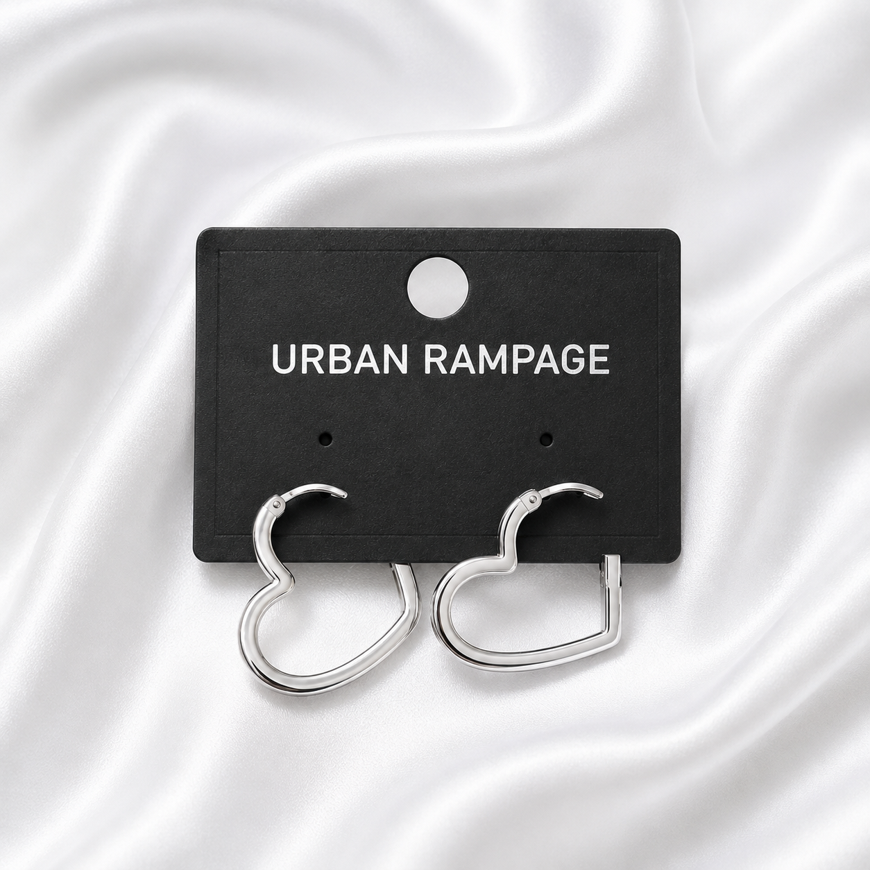 Silver-Tone Heart Hoop Earrings