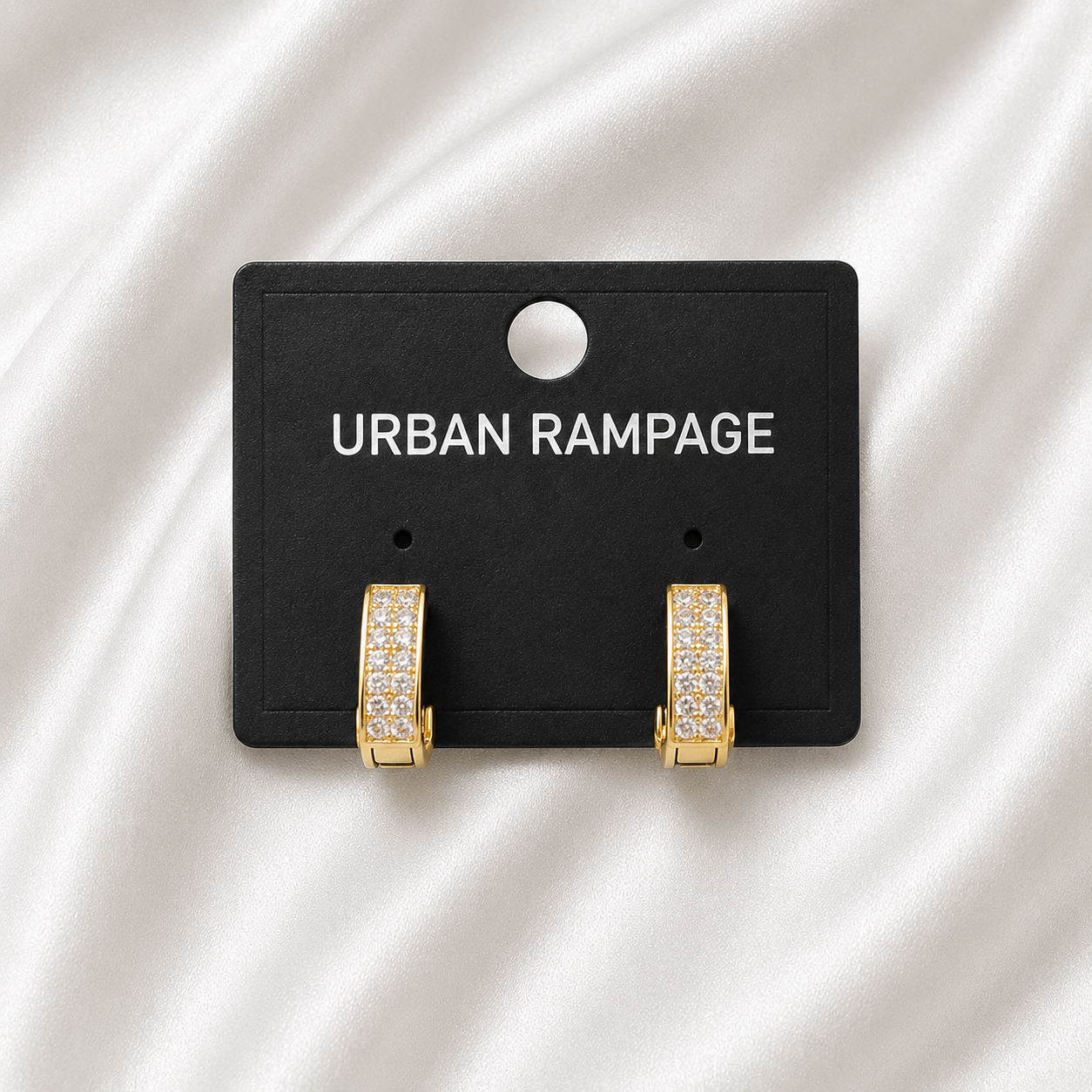 Gold-Tone Crystal Huggie Hoop Earrings