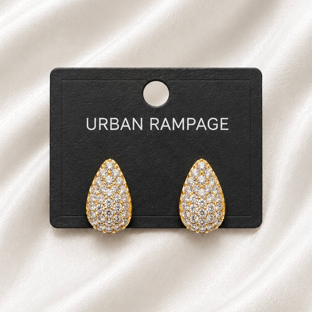 Gold-Tone Crystal Teardrop Stud Earrings