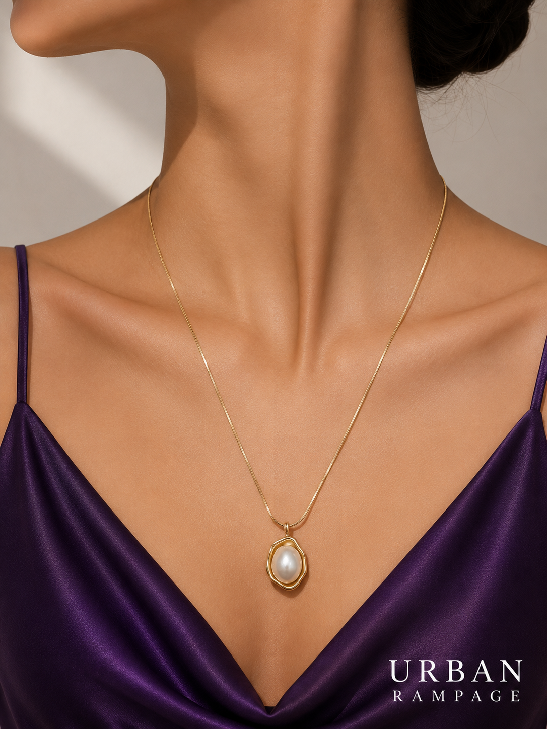 Gold-Tone Faux Pearl Pendant Necklace