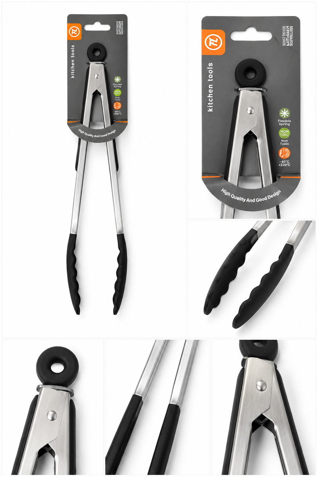 Stainless Steel Kitchen Tongs with Silicone Tips