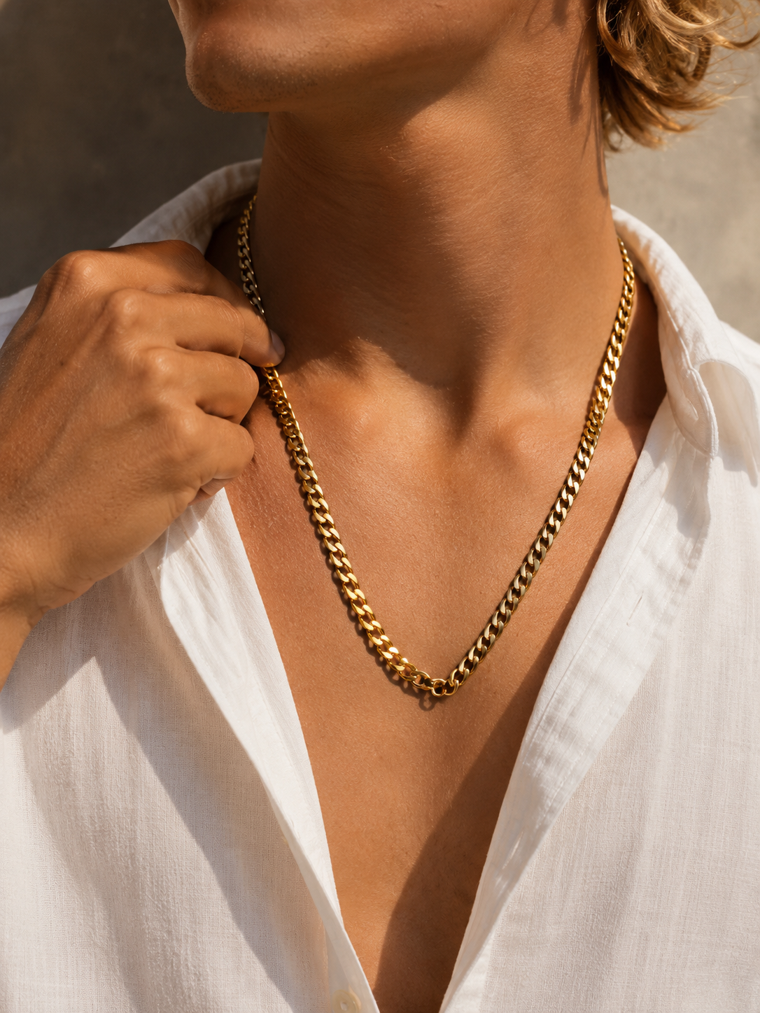 Gold-Tone Premium Cuban Link Chain Necklace
