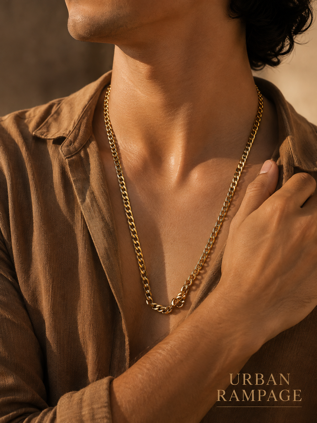 Gold-Tone Cuban Link Chain Necklace