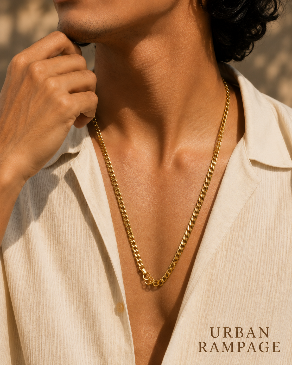 Gold-Tone Flat Cuban Link Chain Necklace