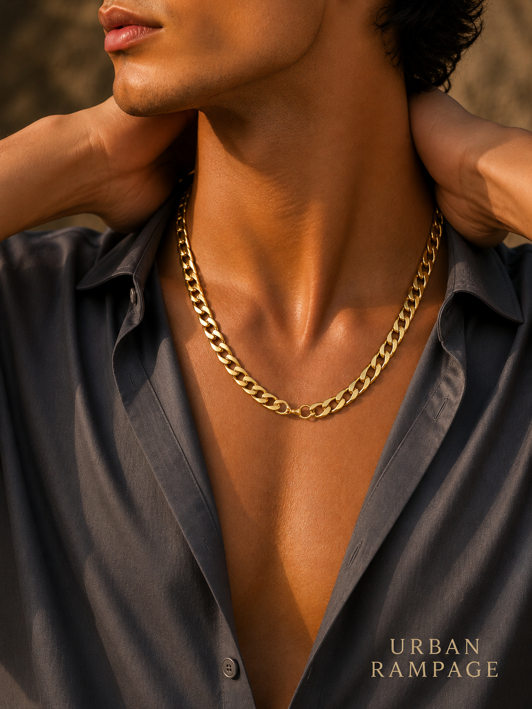 Gold-Tone Thick Cuban Link Chain Necklace