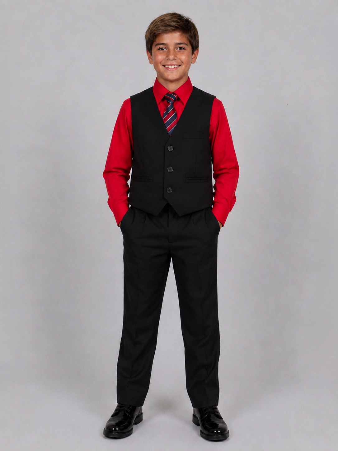 Boys’ 4-Piece Formal Suit Set – Red, Age 12