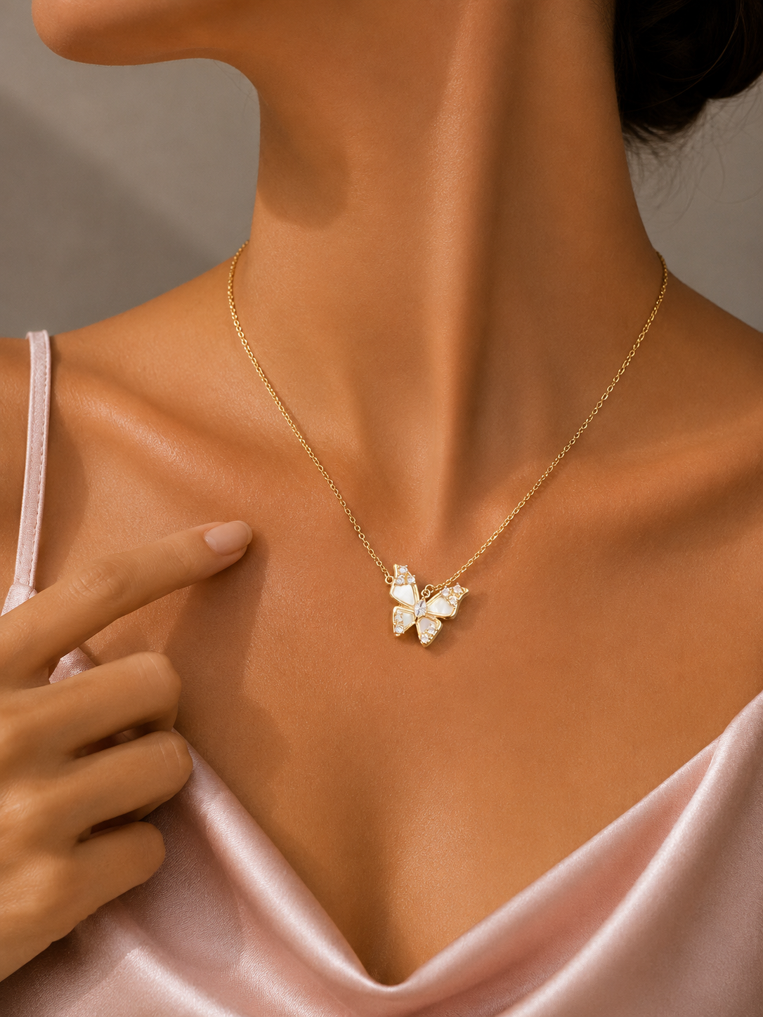 Butterfly Crystal Pendant Necklace