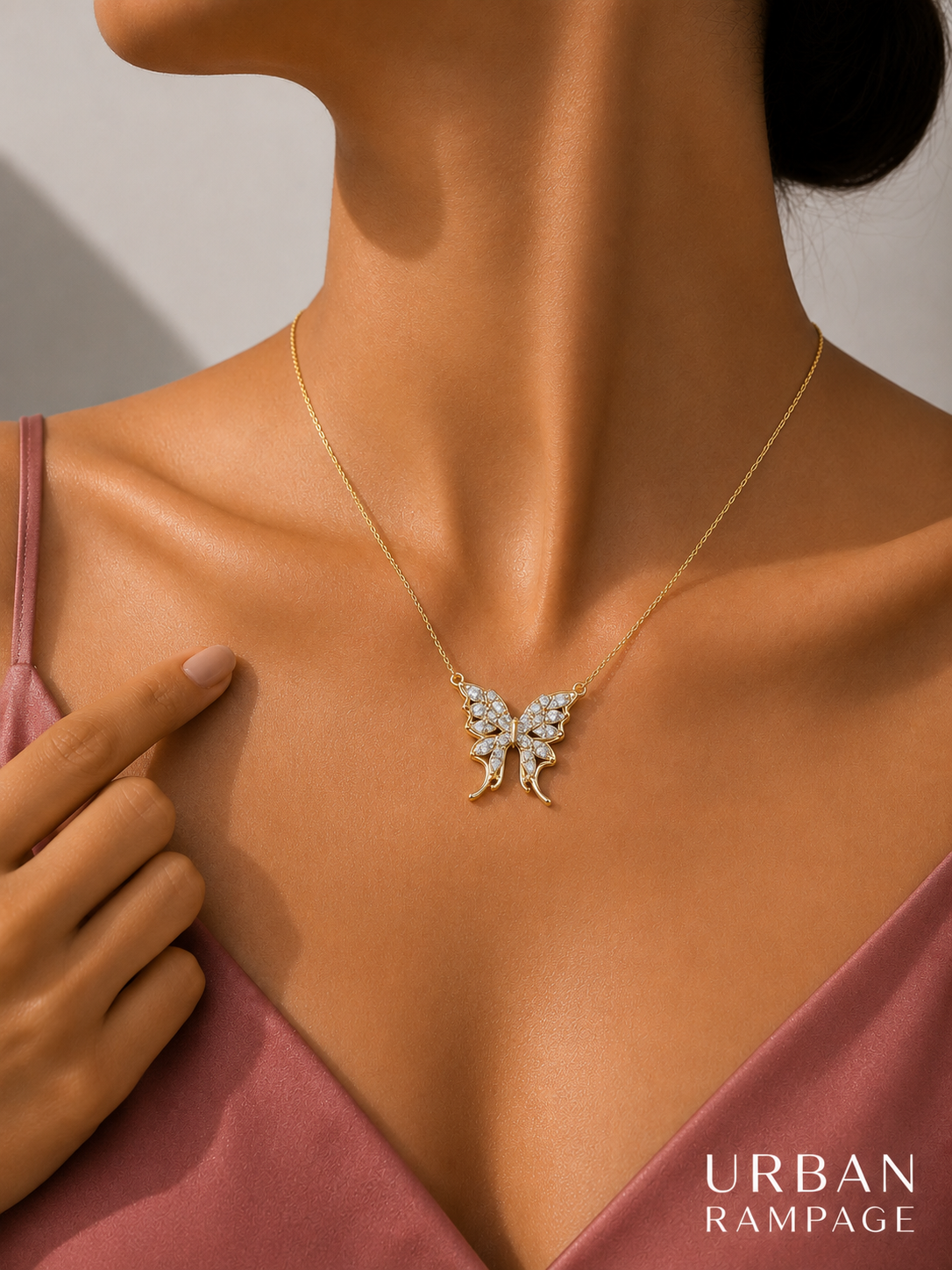 Crystal Butterfly Pendant Necklace