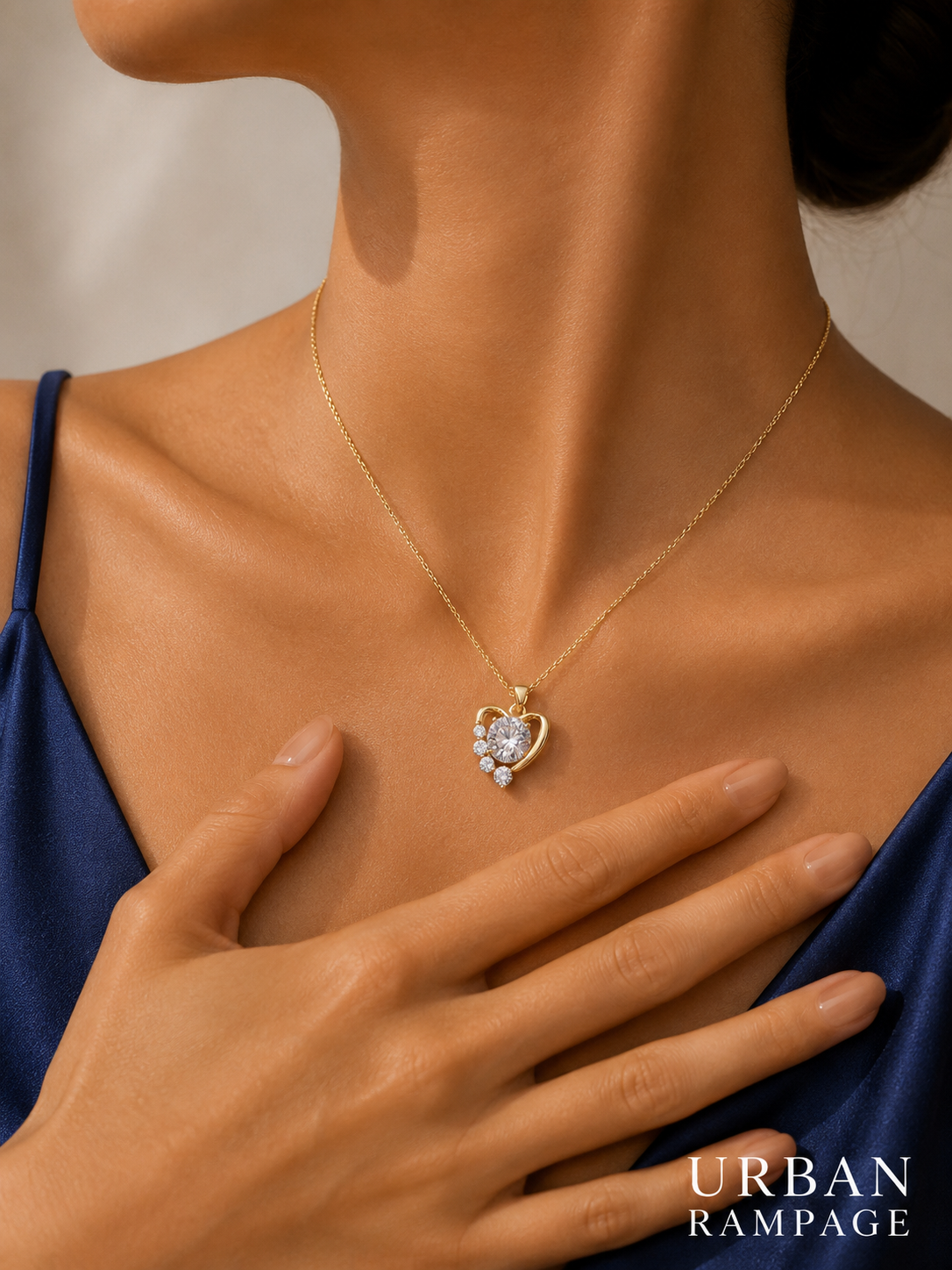 Gold-Tone Crystal Heart Pendant Necklace