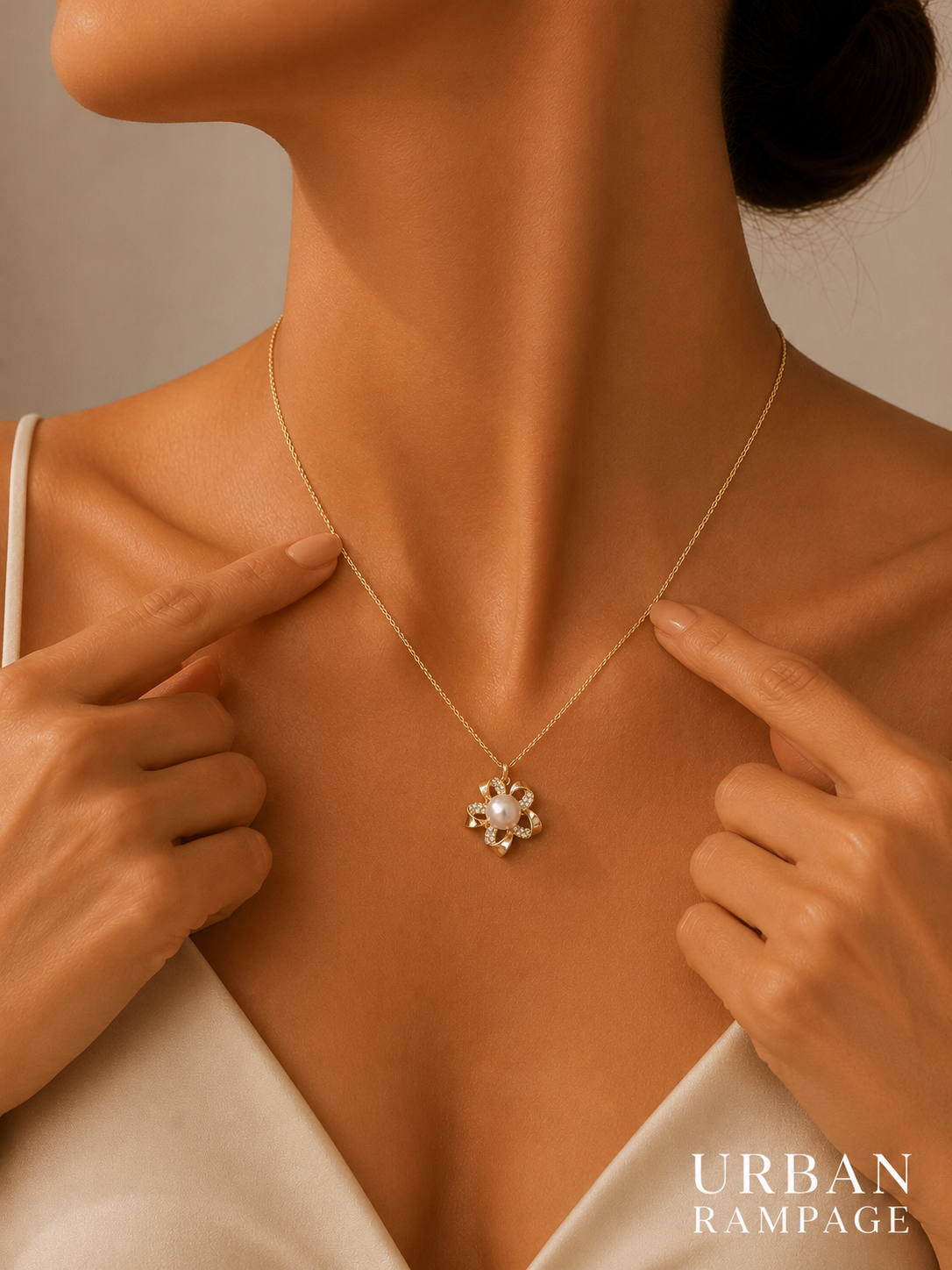 Gold-Tone Pearl Flower Pendant Necklace