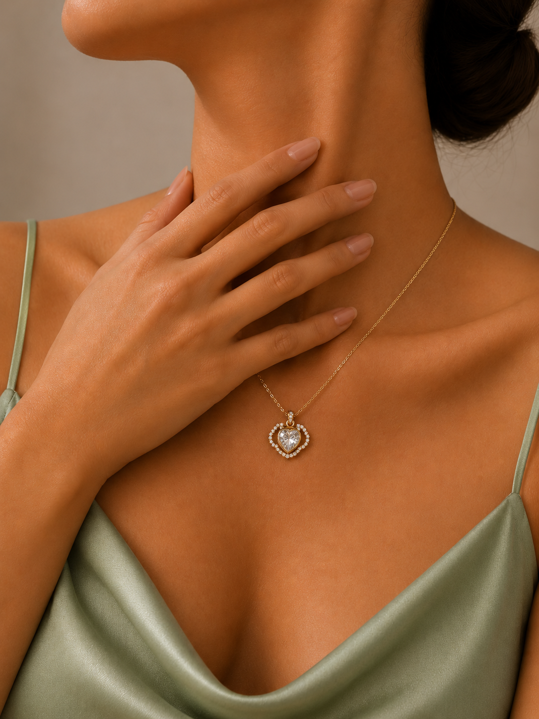 Gold-Tone Crystal Heart