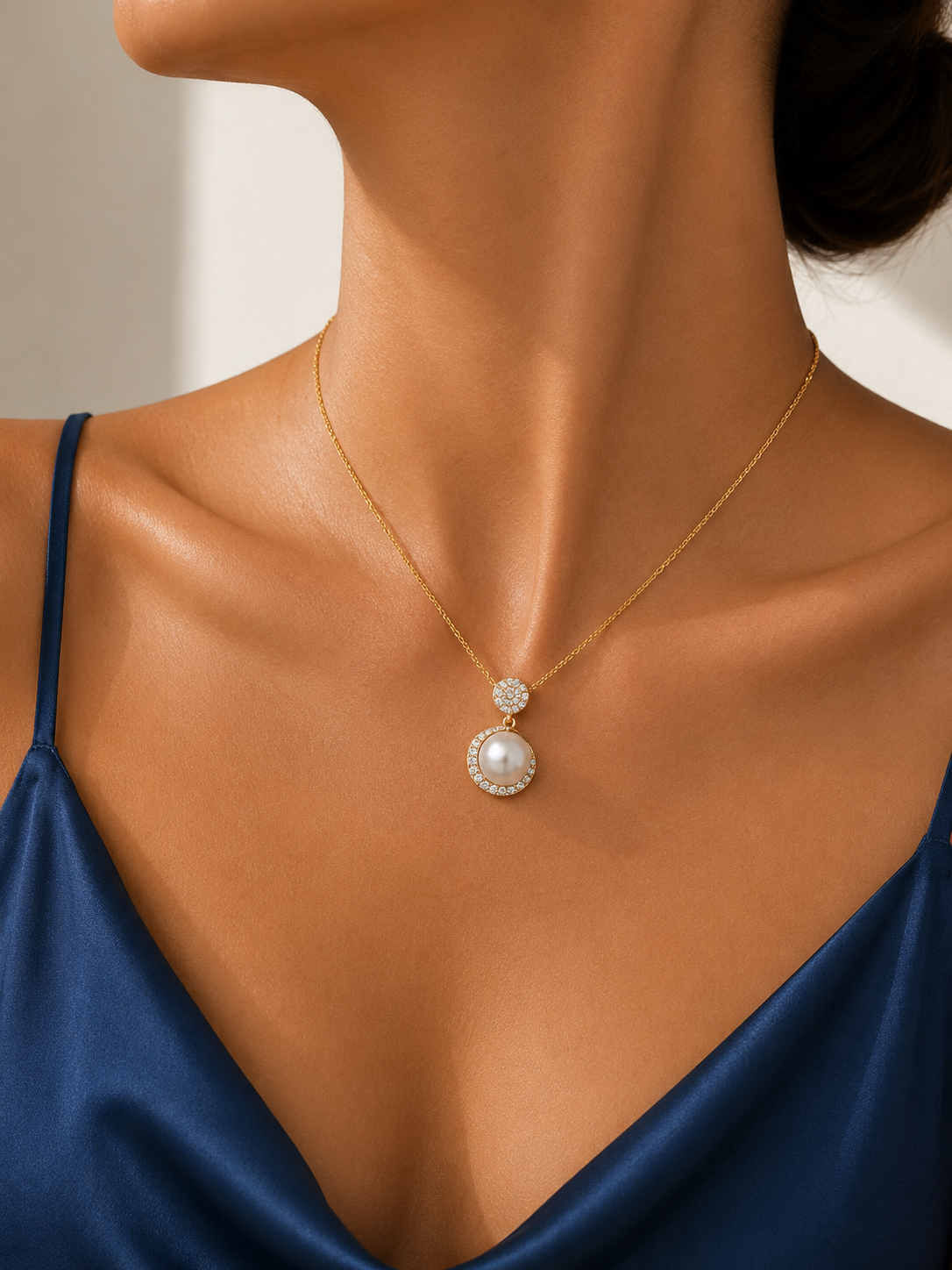 Gold-Tone Pearl Crystal Fashion Necklace