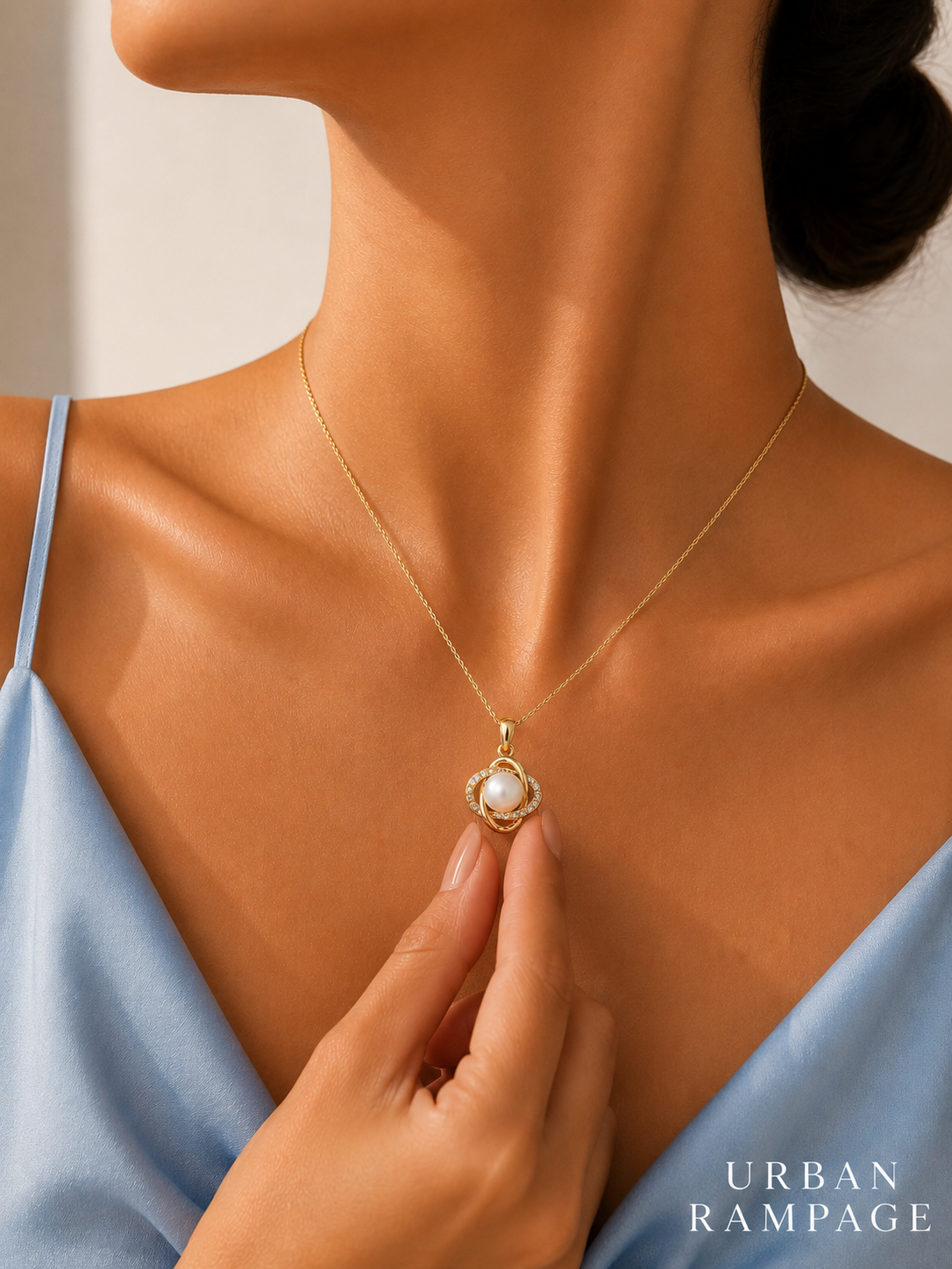 Gold-Tone Pearl Orbit Fashion Necklace