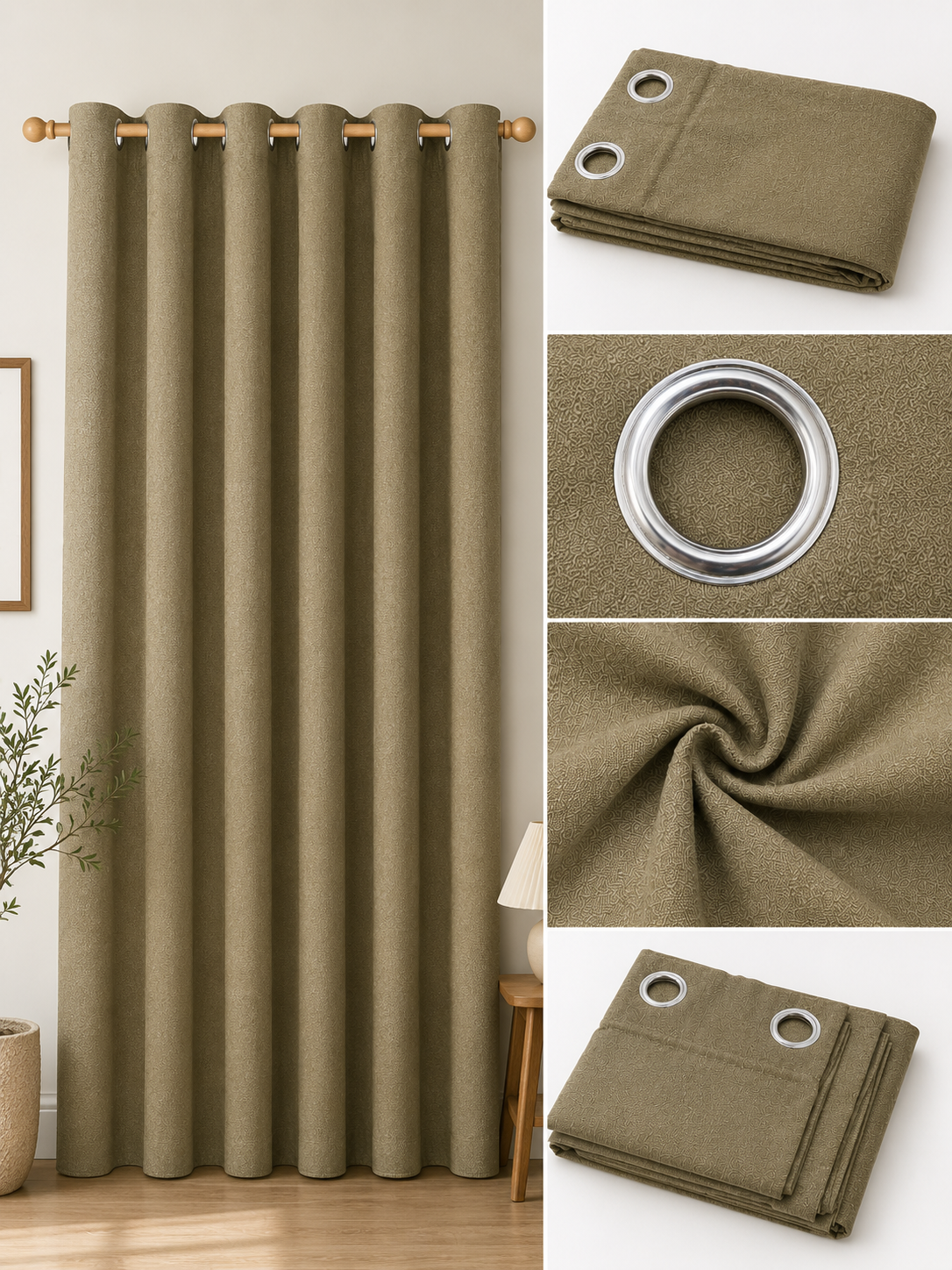 Green Polyester Eyelet Window Curtain – 140 x 210 cm
