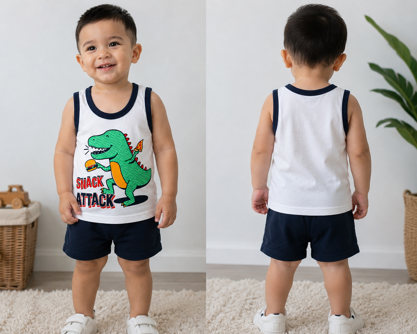 Toddler Boys Printed Cotton Singlet Collection | 12–24 Months