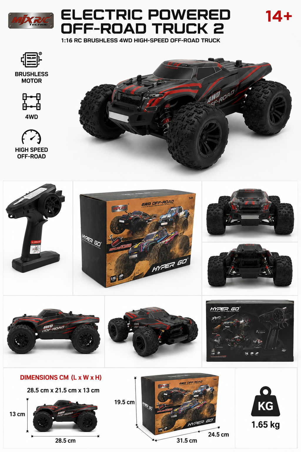 Electric Powered Off-Road Truck 2 | 1:16 Brushless 4WD High-Speed RC Truck