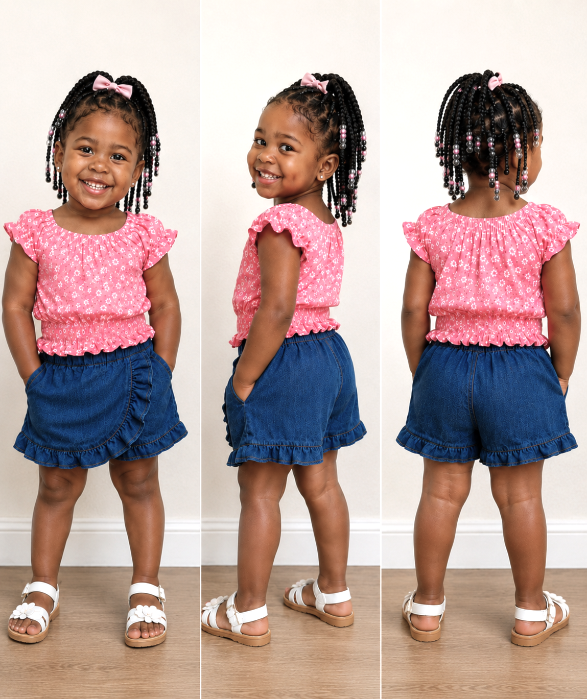 Girls' Floral & Orange Top & Denim Skort Set | Toddler Outfit | T2–T4