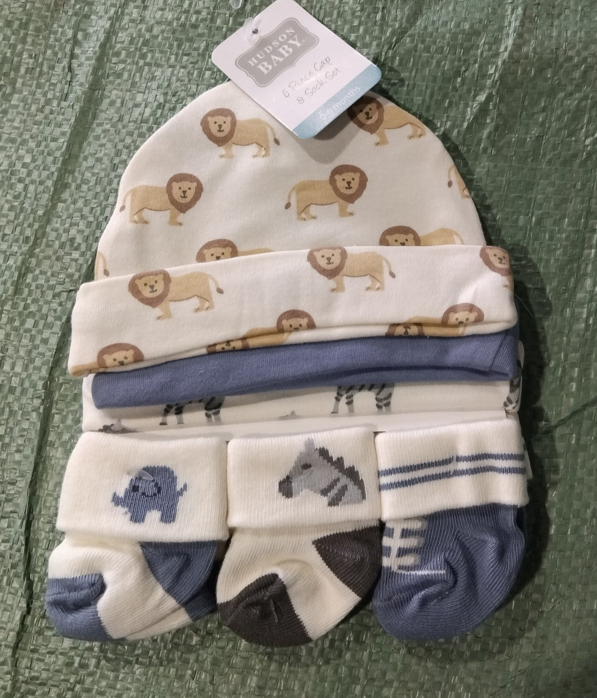 3 pcs Hat and 3 pcs socks set Blue